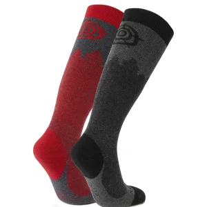 Outlet TOG24 Aprica 2 Pack Mens Ski Sock Black/Chilli Red