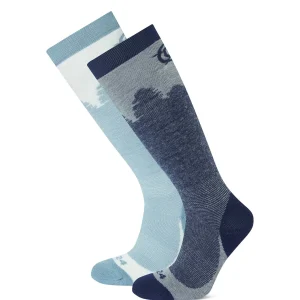 Outlet TOG24 Aprica 2 Pack Womens Ski Sock Oxford Blue/Mist Grey
