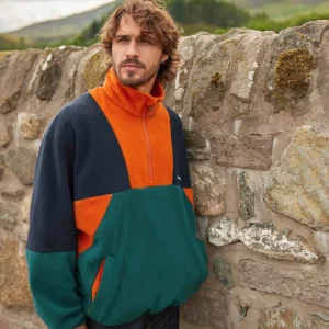 New TOG24 Aztec Mens Fleece Jacket Dark Indigo/Dark Orange