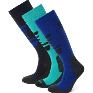 Hot TOG24 Bergenz 3 Pack Ceramic Blue Ski Socks | Kids Ski Socks | Dark Indigo/Royal Blue /Ceramic Blue