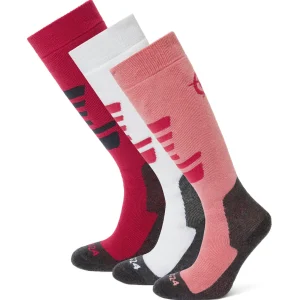 Discount TOG24 Bergenz 3 Pack Dark Pink Ski Socks | Ski Socks For Kids | Dark Pink/Playful Pink/Optic White