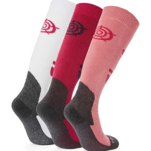 Discount TOG24 Bergenz 3 Pack Dark Pink Ski Socks | Ski Socks For Kids | Dark Pink/Playful Pink/Optic White