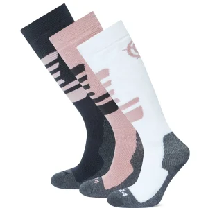 Clearance TOG24 Bergenz 3 Pack Kids Ski Socks Black/Faded Pink/Optic White