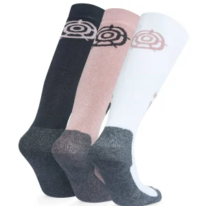 Clearance TOG24 Bergenz 3 Pack Kids Ski Socks Black/Faded Pink/Optic White