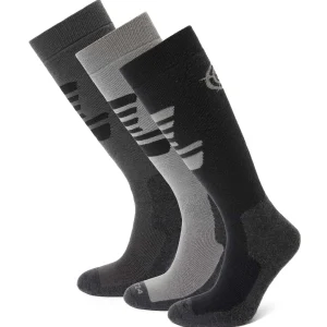 Best TOG24 Bergenz 3 Pack Mens Ski Socks Black/Soot Grey/Moon Grey
