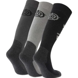 Best TOG24 Bergenz 3 Pack Mens Ski Socks Black/Soot Grey/Moon Grey