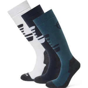 Best TOG24 Bergenz 3 Pack Optic White Ski Socks | Womens Ski Socks | Dark Indigo/Optic White/Jewel Blue