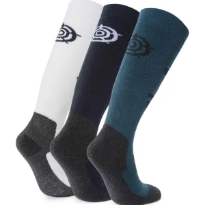Best TOG24 Bergenz 3 Pack Optic White Ski Socks | Womens Ski Socks | Dark Indigo/Optic White/Jewel Blue