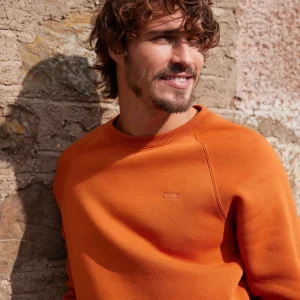 New TOG24 Clitheroe Mens Raglan Sweat Mahogany Orange