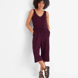 Fashion TOG24 Emmie Women's Jumpsuit In Magenta With Star Print | Magenta Star Print