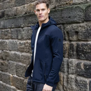 Best TOG24 Feizor Mens Showerproof Softshell Hooded Jacket | Navy