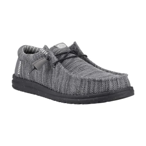 Discount TOG24 HEYDUDE Wally Stretch Mesh Mens Shoes Granite Grey/Black