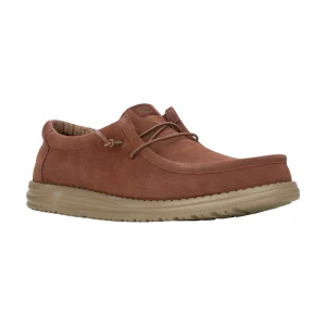 Clearance TOG24 HEYDUDE Wally Suede Mens Shoes Dark Brown