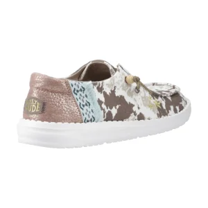 Fashion TOG24 HEYDUDE Wendy Disco Cow Womens Shoes Tan