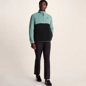 Fashion TOG24 Kirton Mens Fleece Zip Neck Steel Teal/Black