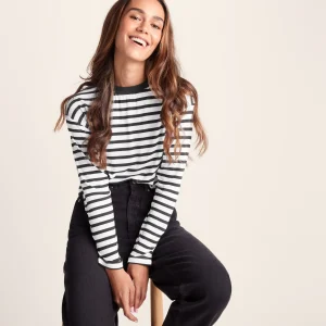 Hot TOG24 Kitty Womens Long Sleeve T-Shirt Washed Black Stripe