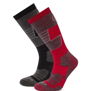 Outlet TOG24 Linz 2 Pack Mens Ski Socks Black/Chilli Red