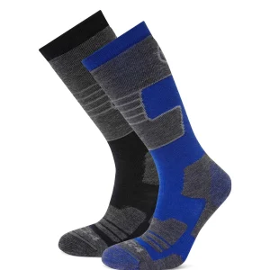 Hot TOG24 Linz 2 Pack Mens Ski Socks Black/Royal Blue