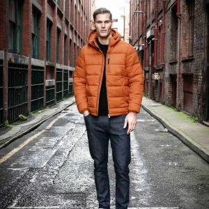 Fashion TOG24 Maloney Mens Padded Jacket Mahogany Orange
