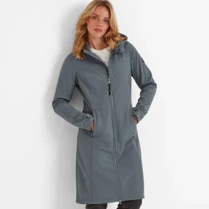 Fashion TOG24 Marina Womens Extra Long Softshell Jacket Graphite