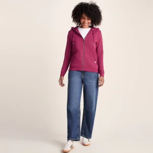 Fashion TOG24 Mia Womens Zip Hoody Washed Burgundy