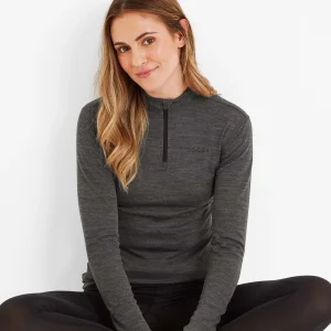Discount TOG24 Nevis Womens Merino Base Layer Zip Neck Grey Marl