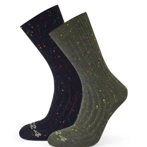 Outlet TOG24 Opora 2Pack Mens Trek Socks Khaki/Dark Indigo