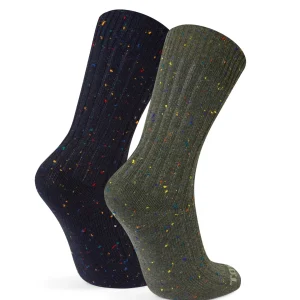 Outlet TOG24 Opora 2Pack Mens Trek Socks Khaki/Dark Indigo