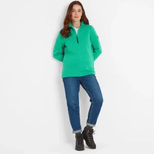 New TOG24 Pearson Womens Knitlook Quarter Zip Fleece Jade Marl