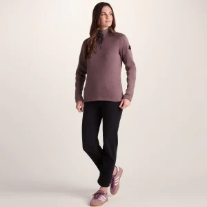 Online TOG24 Pearson Womens Knitlook Quarter Zip Fleece Mauve Marl