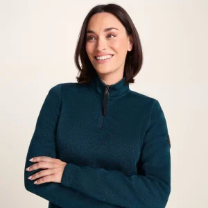 Online TOG24 Pearson Womens Knitlook Quarter Zip Fleece Deep Teal Marl