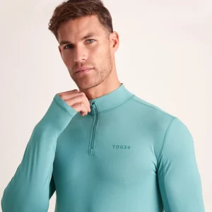 Sale TOG24 Snowdon Mens Thermal Base Layer Quarter Zip Steel Teal