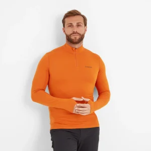 Online TOG24 Snowdon Mens Thermal Base Layer Quarter Zip Dark Orange