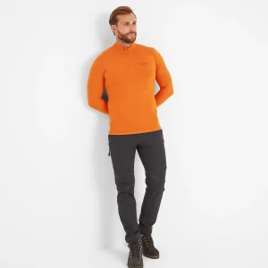 Online TOG24 Snowdon Mens Thermal Base Layer Quarter Zip Dark Orange