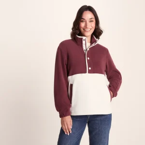 New TOG24 Symes Womens Fleece 1/2 Neck Vanilla/Burgundy