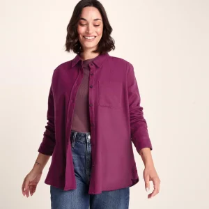 Fashion TOG24 Teiga Womens Shirt Long Sleeve Washed Burgundy