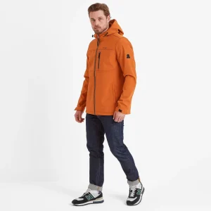 Discount TOG24 Truro Mens Hooded Softshell Jacket Dark Orange