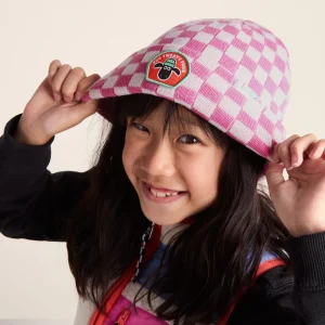 Hot TOG24 Uda Kids Shaun The Sheep Knit Hat Pink White Checkerboard