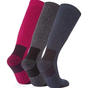 New TOG24 Villach 3 Pack Womens Cerise Trek Socks | Dark Grey Marl/Cerise/Dark Indigo